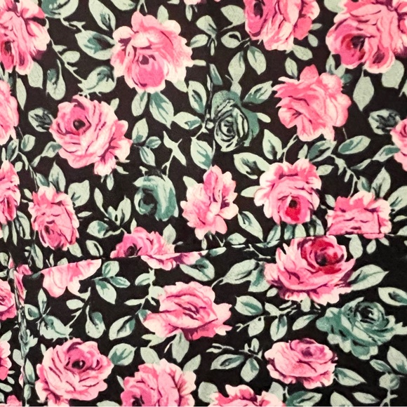 Zara Black Pink Floral Puff Long Sleeve Mini Bodycon High Waist Dress Medium - Picture 7 of 8